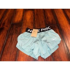 New Nike Pro Kids Teal Training Shorts youth XS Dri Fit Athletic Gym Workout $35